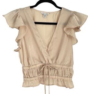 American Eagle Outfitters Cream Ruffle Blouse